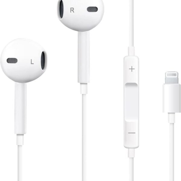 GearZTouch I-Shot Wired Earphones with Mic, Lightning Connector, Noise Cancellation & Deep Bass for iPhone – White