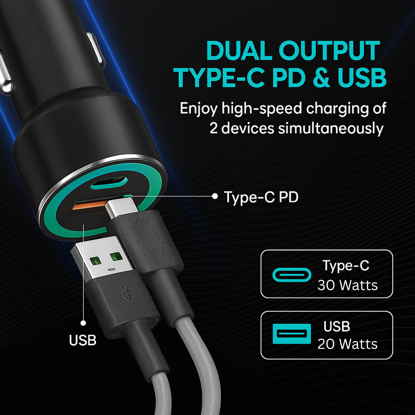 GearZTouch 55W QC+PD Flash Car Charger – Ultra-Fast Dual USB Power for All Devices - Image 2