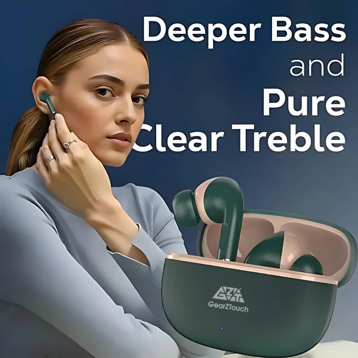 GearZTouch Trendy Pods – 42H Playtime, Deep Bass, Bluetooth 5.3 | Stylish True Wireless Earbuds with Noise Cancellation - Image 5