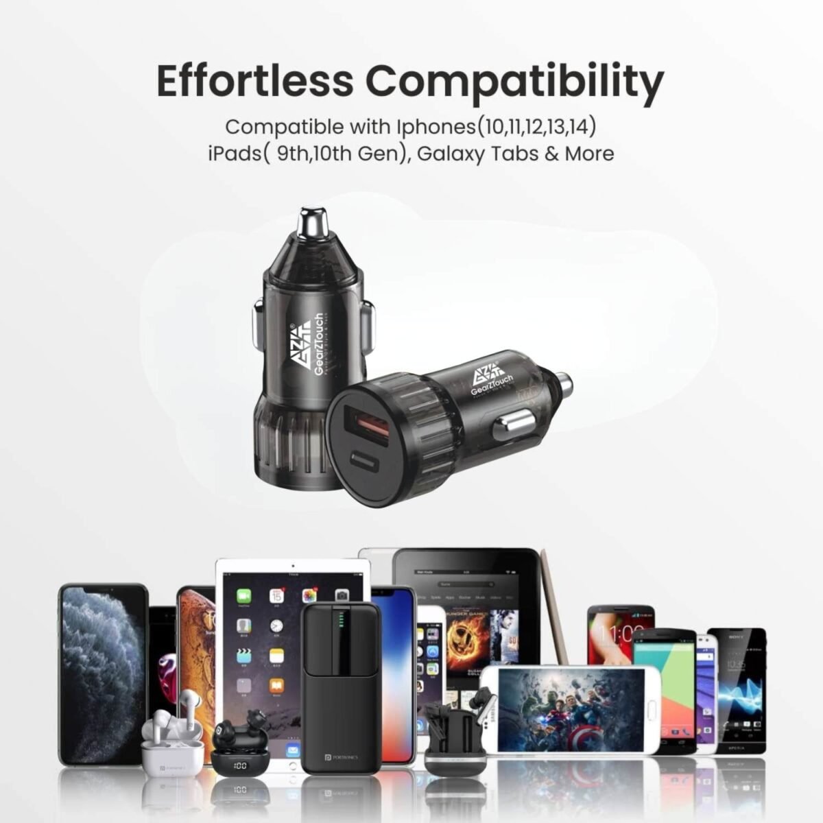 GearzTouch Zippy Volt 22.5W QC+PD Car Charger – Fast, Safe & Universal Charging On The Go - Image 2