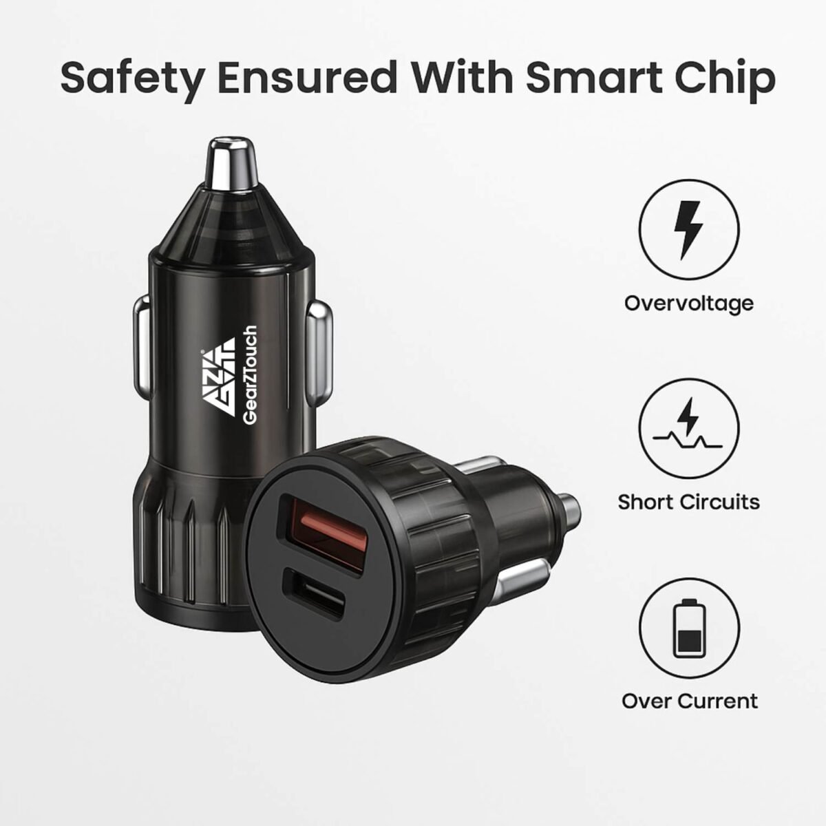 GearzTouch Zippy Volt 22.5W QC+PD Car Charger – Fast, Safe & Universal Charging On The Go - Image 7